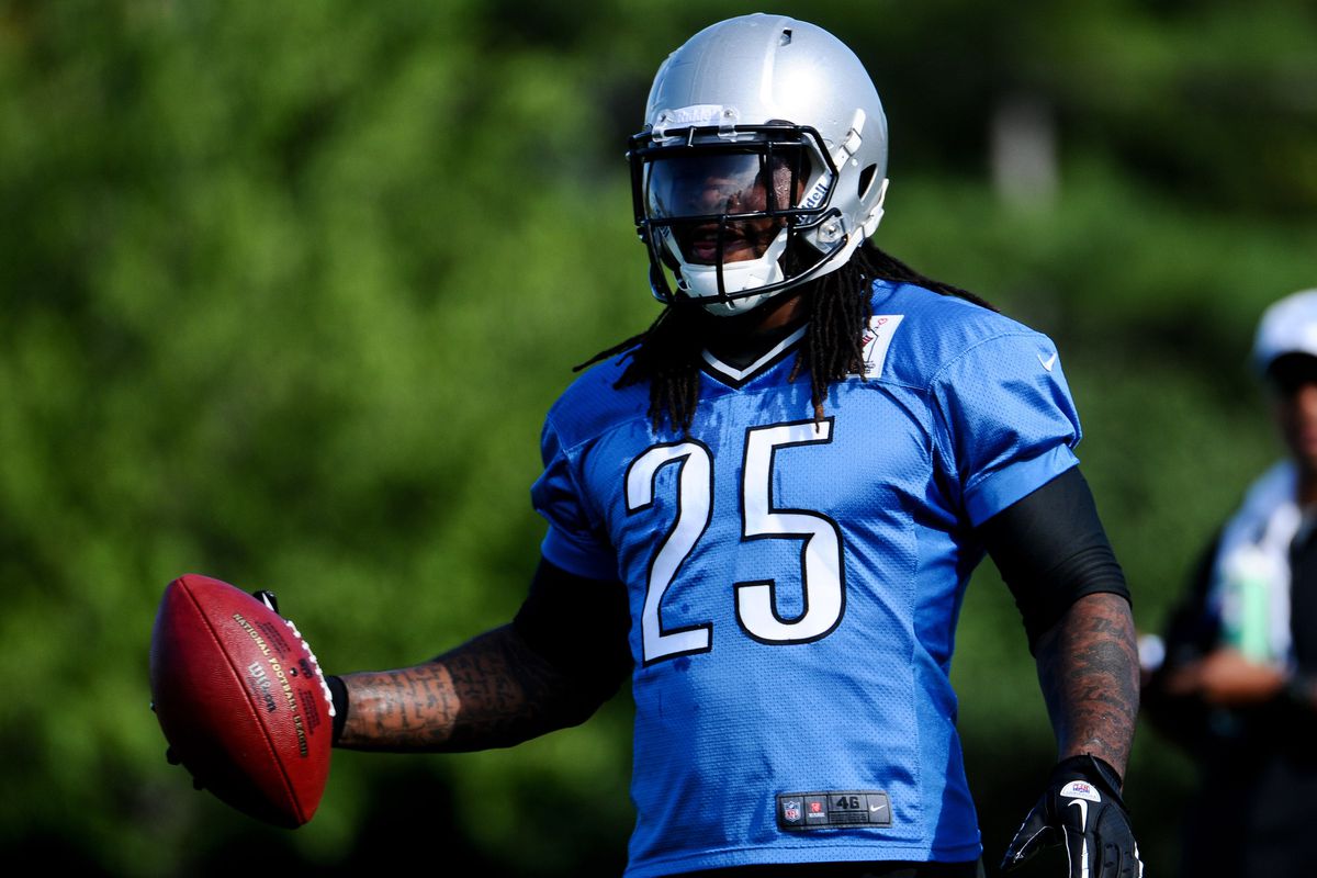 July 28, 2012; Allen Park, MI, USA; Detroit Lions running back Mikel Leshoure (25) during training camp at the Detroit Lions training facility. Mandatory Credit: Tim Fuller-US PRESSWIRE