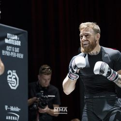 Conor McGregor has a laugh at UFC 229 workouts.