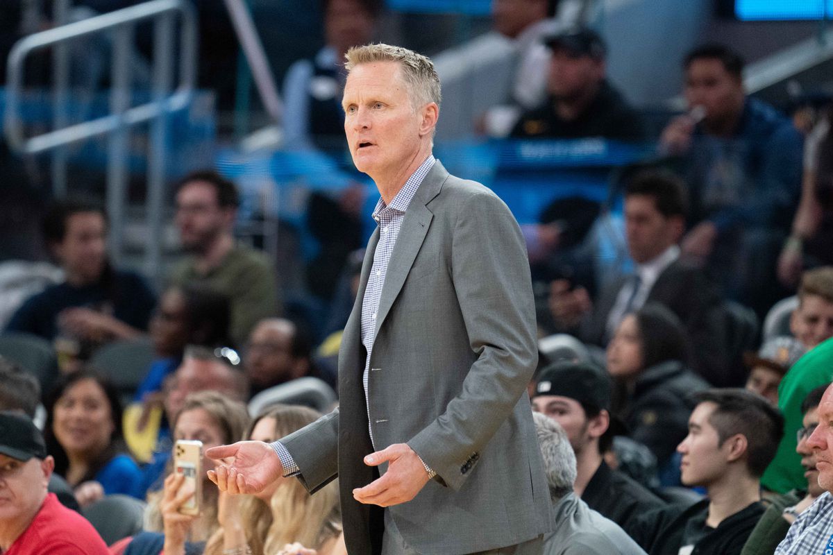 Golden State Warriors head coach Steve Kerr during the second quarter against the Washington Wizards at Chase Center.