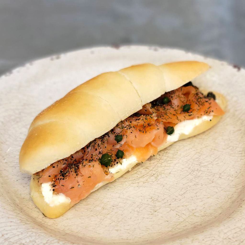 A smoked salmon sandwich.