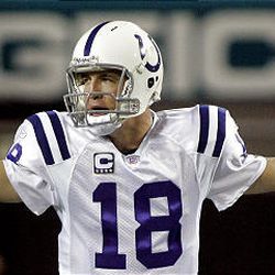 Indianapolis Colts quarterback Peyton Manning signals to his offense. If he wins this week against Carolina, he will set an NFL record for having defeated all 31 opposing teams in the league. ...