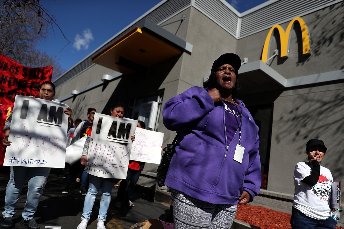 Activists Demonstrate For Raising The Minimum Wage To 15 Dollars