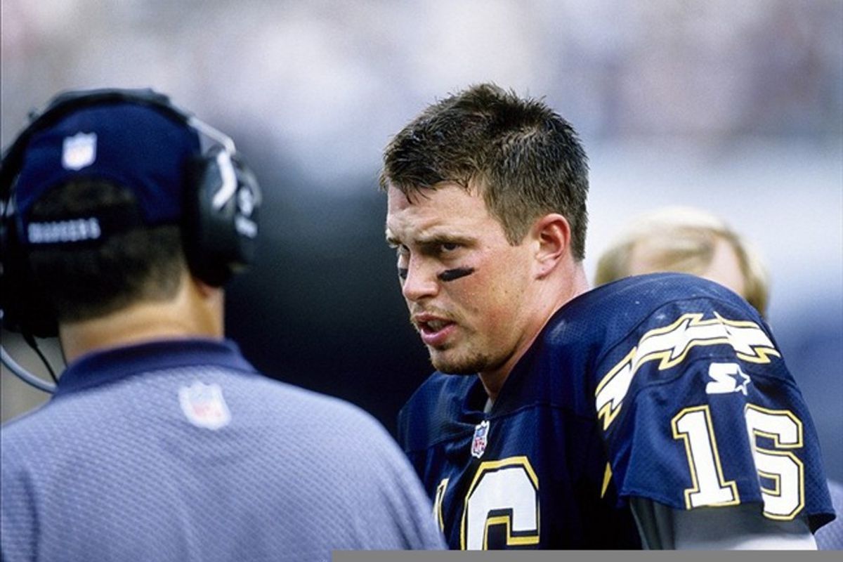 Oct 25, 1998; San Diego, CA, USA; FILE PHOTO; San Diego Chargers quarterback Ryan Leaf (16) on the sideline against the Seattle Seahawks at Jack Murphy Stadium. Mandatory Credit: US PRESSWIRE