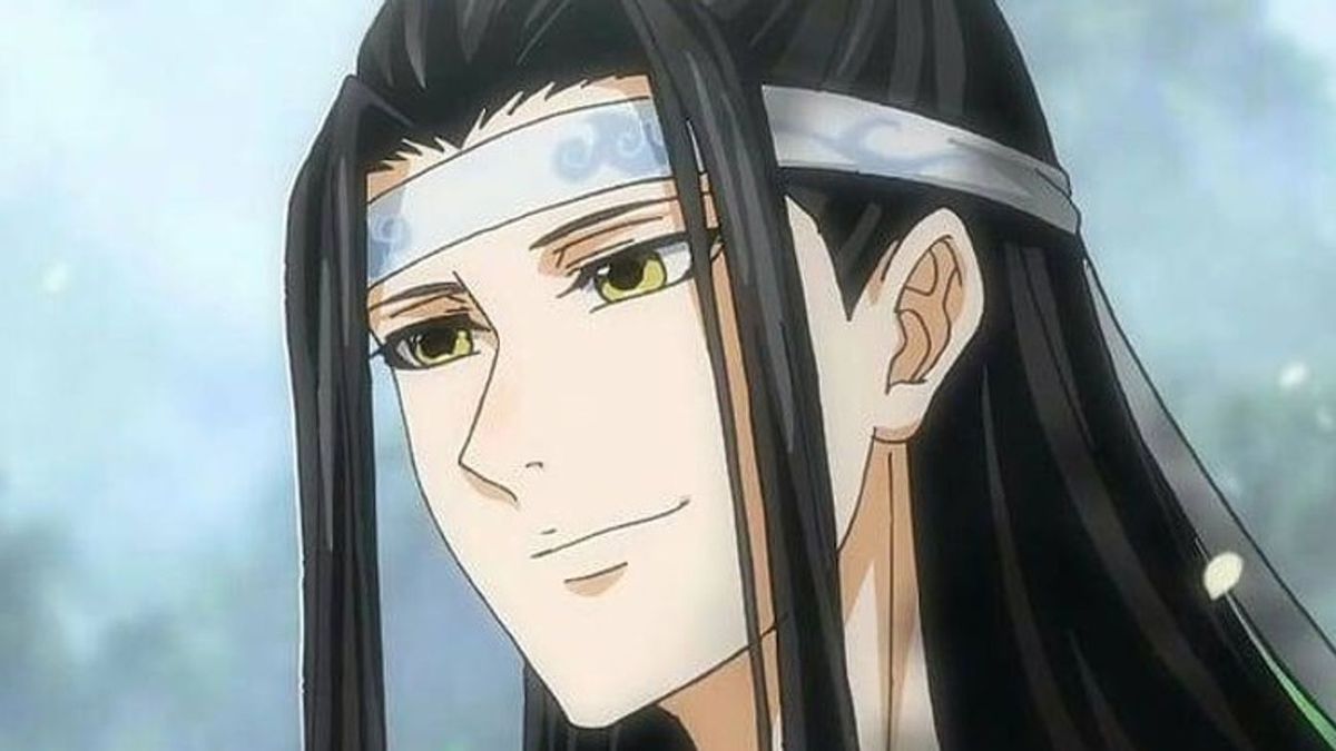 A young person with long black hair wears a white headband in Mo Dao Zu Shi. The image is animated.