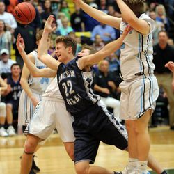 Salem Hills plays Sky View in the 4A semifinal boys basketball game at the UCCU Center in Orem on Friday, March 2, 2018. Salem Hills won 70-60.