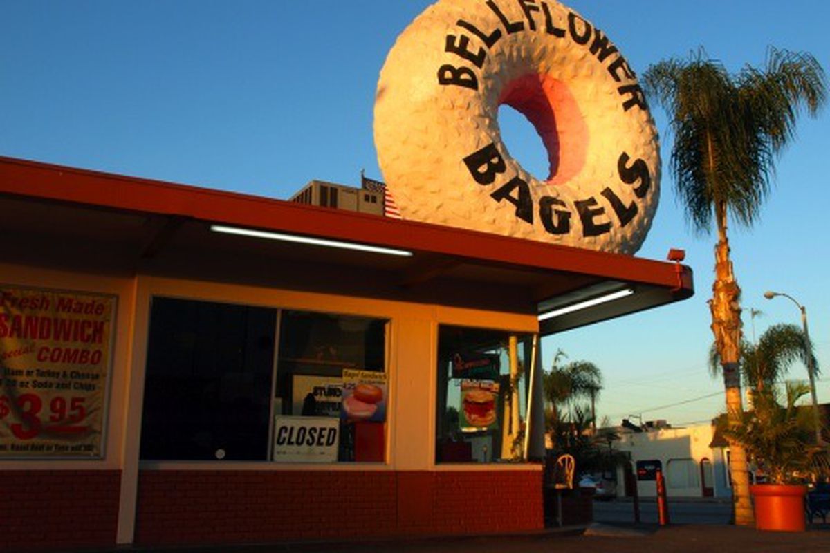 Bellflower Bagels, one of the few big donuts still left around town. 