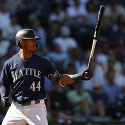 SEATTLE, WASHINGTON - SEPTEMBER 07: Julio Rodriguez #44 of the Seattle Mariners at bat during the sixth inning against the Chicago White Sox at T-Mobile Park on September 07, 2022 in Seattle, Washington.