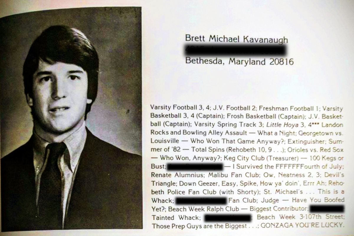 Brett Kavanaugh’s 1983 high school yearbook entry.