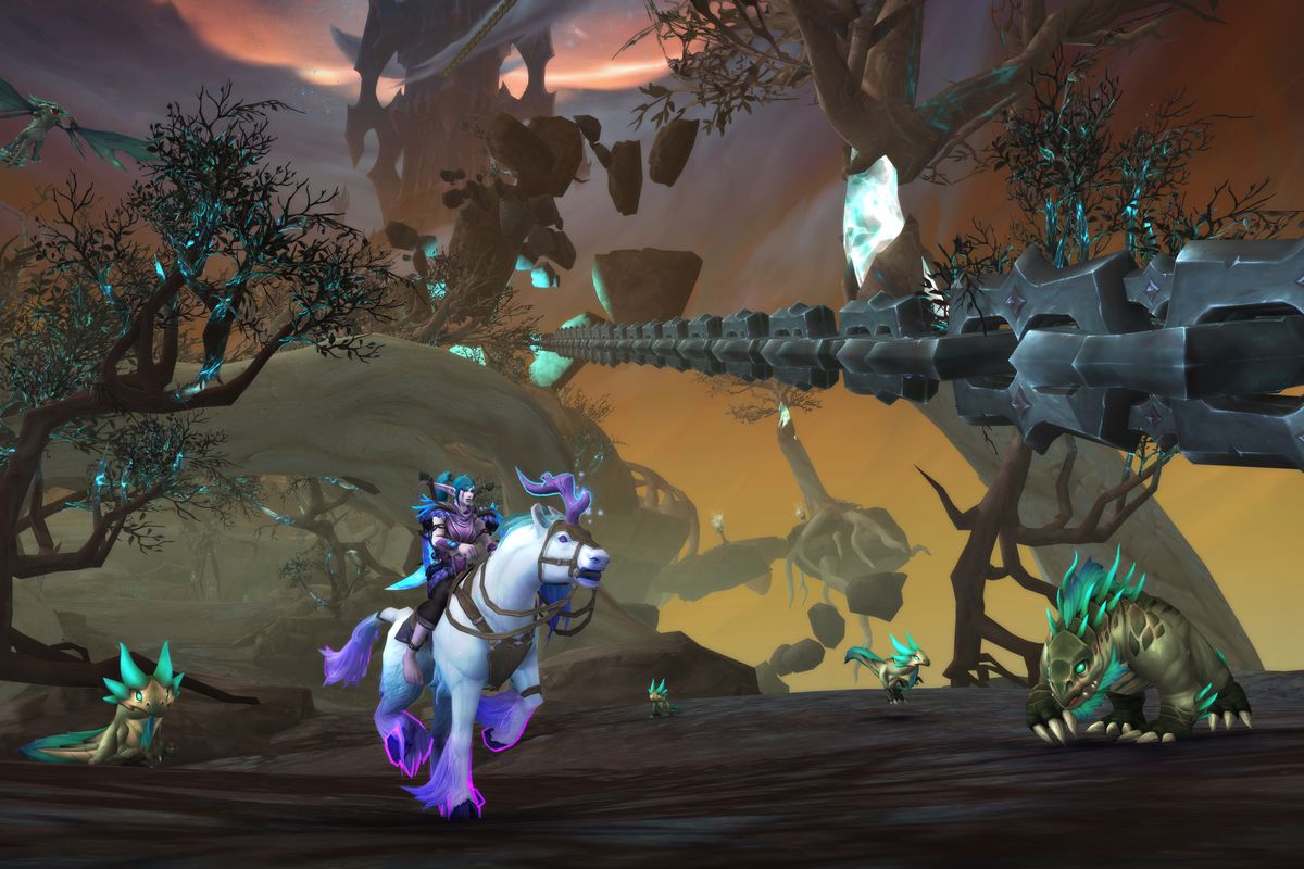 WoW Shadowlands hero rides a mount in the Maw