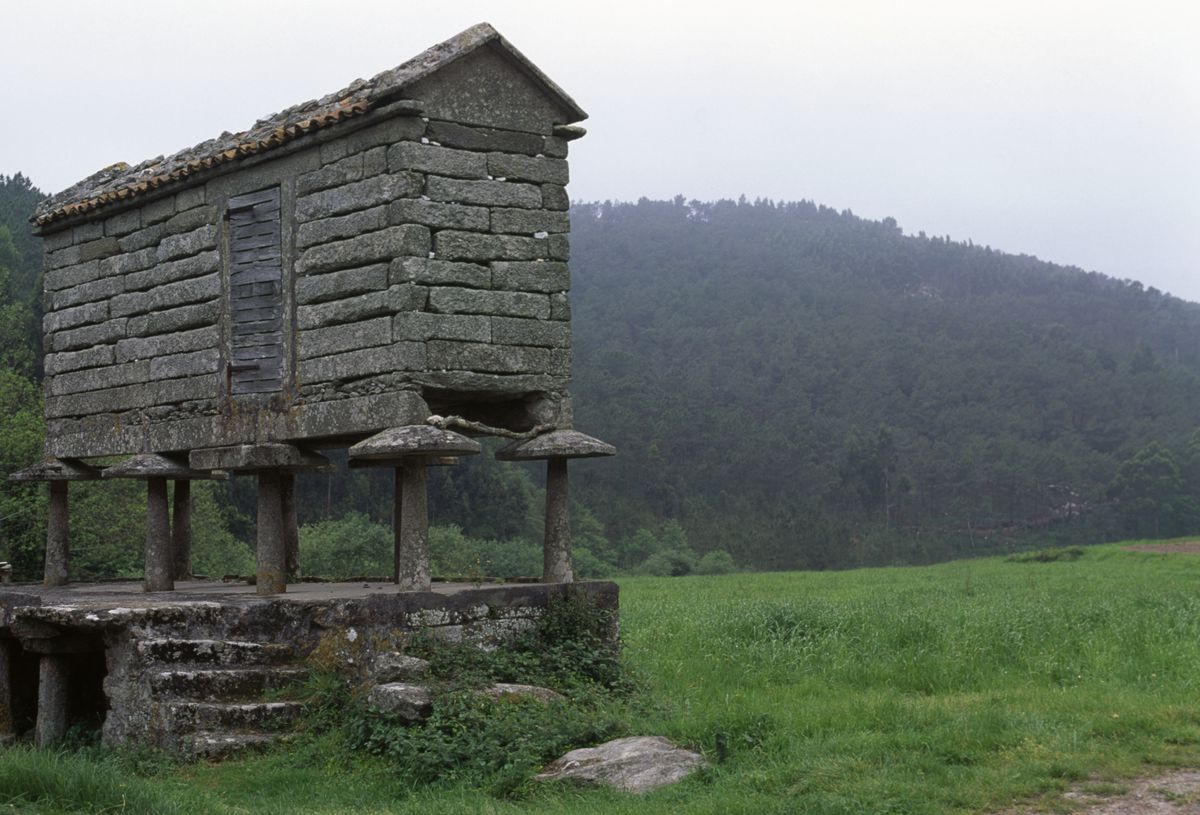 A granary on stilts in Galicia, Spain
