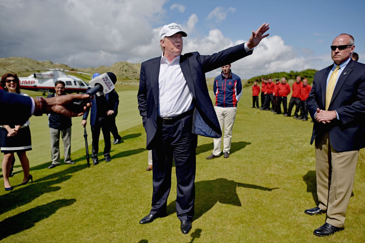 Donald Trump Visits His Golf Course in Aberdeen