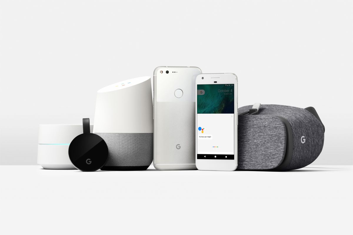A collection of new Google products on a white background. 
