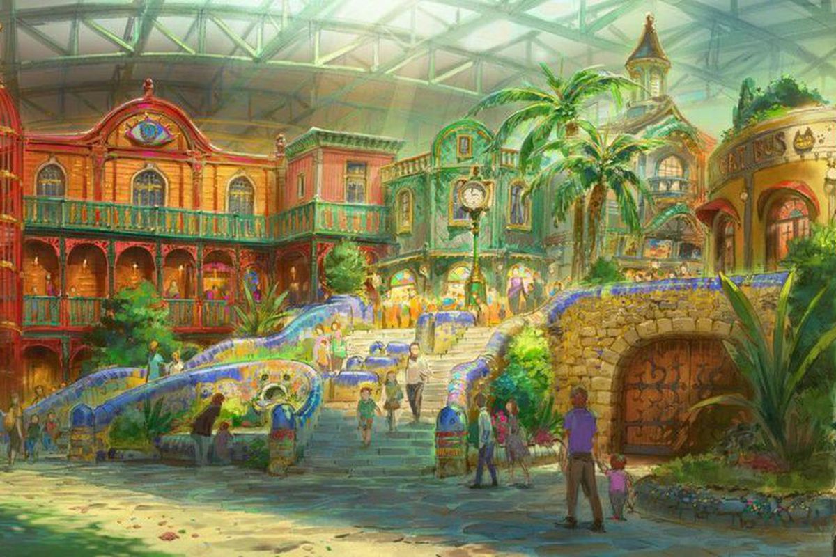 concept art of an unspecified area of Ghibli Park