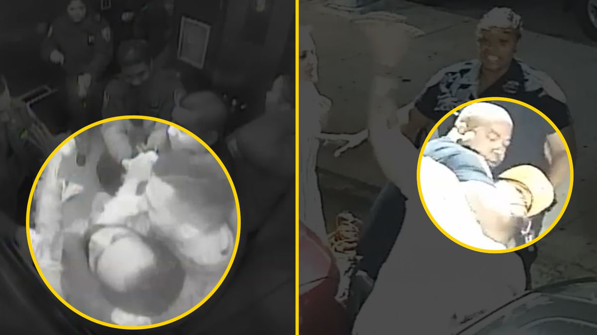 Videos obtained by ProPublica and THE CITY show Detective Manuel Cordova, top left, Officer Omar Habib, right, and Detective Fabio Nunez, bottom left, using chokeholds. 