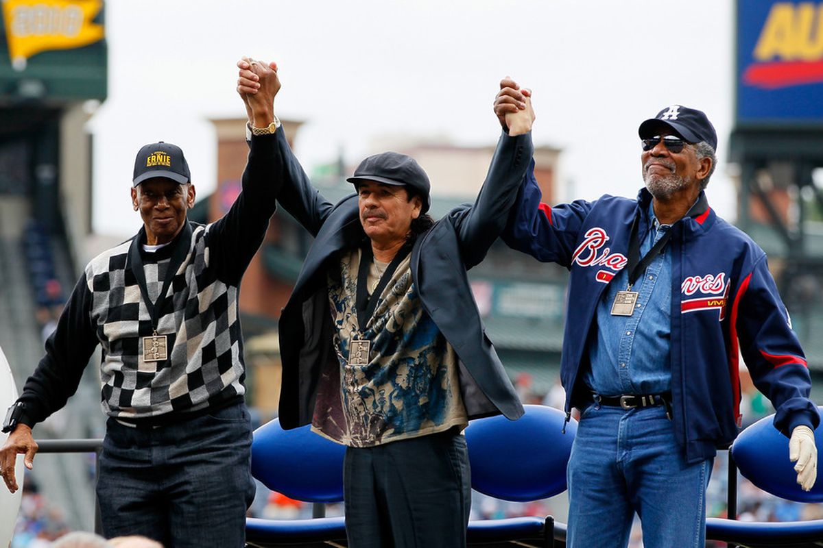 Ernie Banks, Carlos Santana, and Morgan Freeman