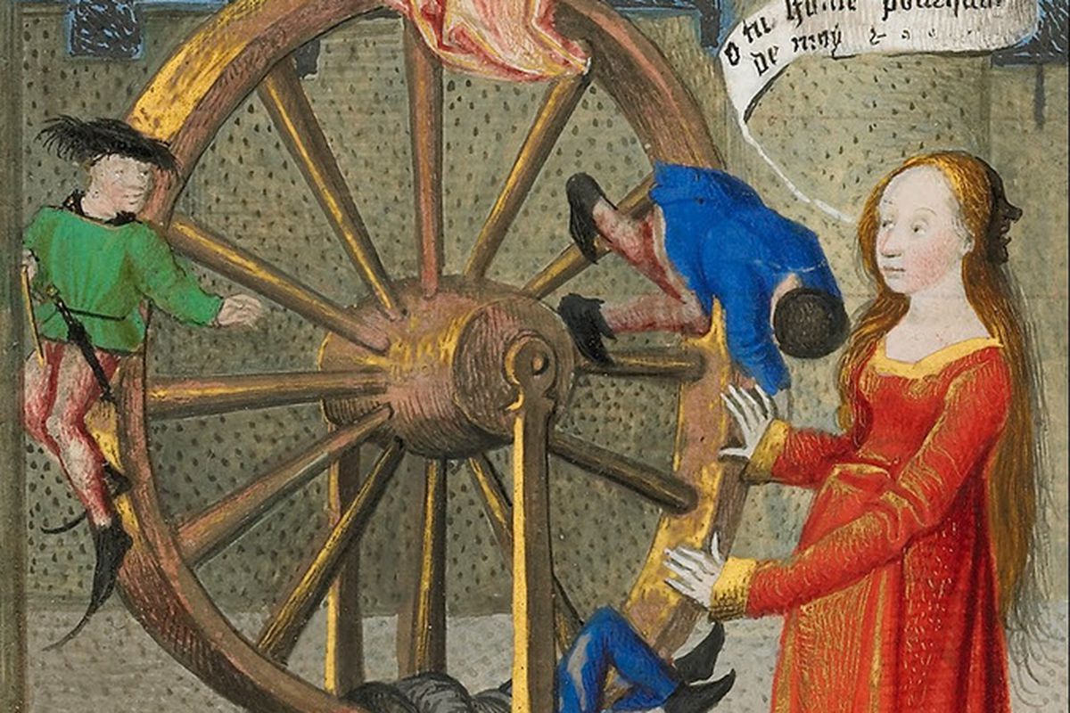 Lady Fortune, spinning her wheel of fate.