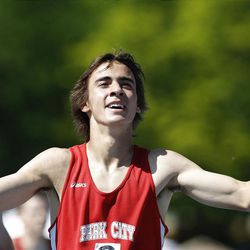 Park City High's Ben Saarel smiles after winning the 3A boys 800-meter race at the 2012 Utah High School State Track and Field Championships last May in Provo.   