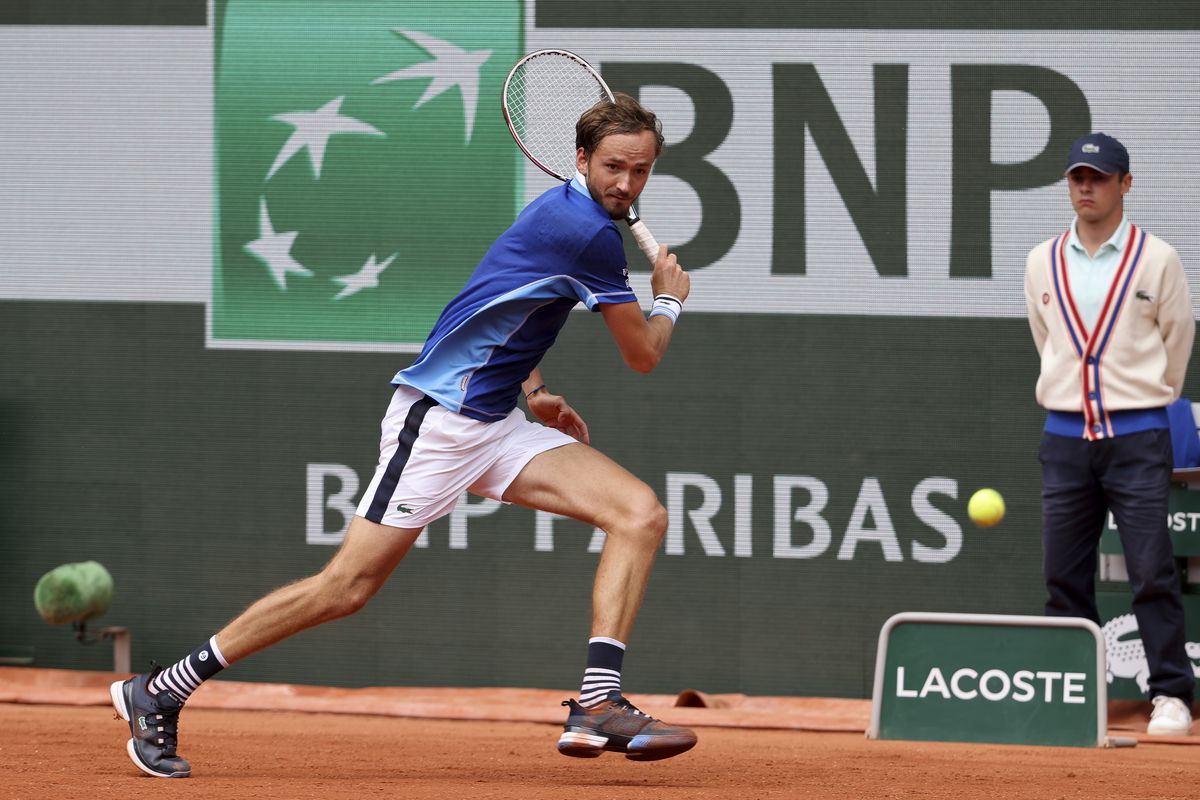 Daniil Medvedev of Russia during day 5 of the French Open 2022, Roland-Garros 2022, second tennis Grand Slam of the year at Stade Roland Garros on May 25, 2022 in Paris, France.