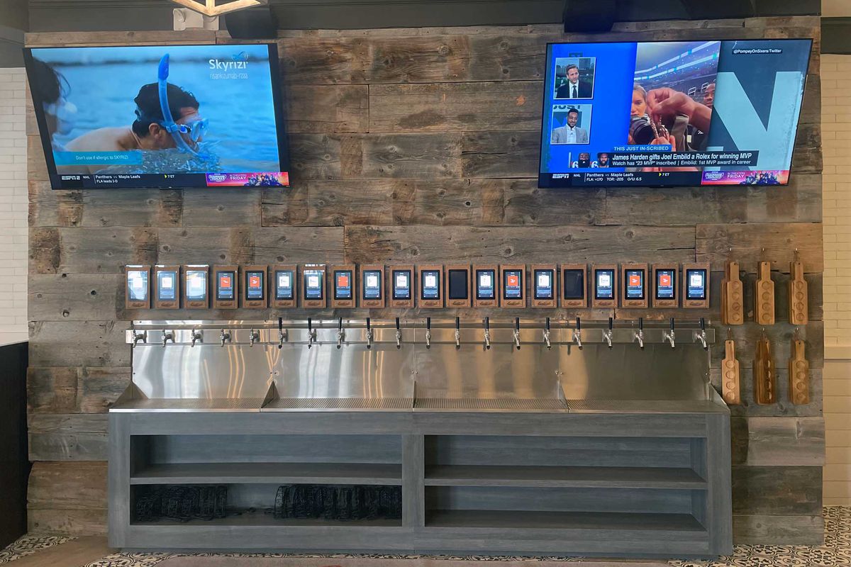 Lankford’s self-pour system with 20 taps and two TVs hanging overhead.