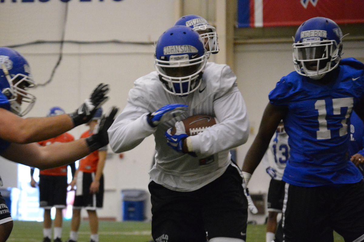The first day of spring practice was held at the Buffalo Bills Field House Wednesday afternoon