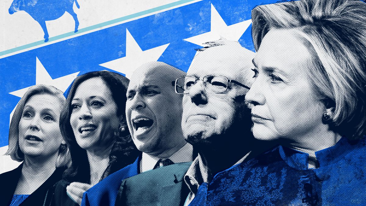 Kirsten Gillibrand, Kamala Harris, Cory Booker, Bernie Sanders, and Hillary Clinton