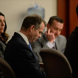 Former Utah Attorney General John Swallow waits to hear the jury's verdict at the Matheson Courthouse in Salt Lake City on Thursday March 2, 2017. He was found not guilty on all charges in his public corruption trial.
