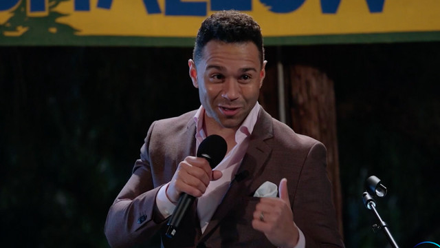 corbin bleu with a microphone in High School Musical: The Musical: The Series