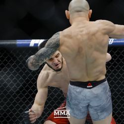 Islam Makhachev and Gleison Tibau battle at UFC 220.