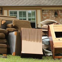Debris hauled from a home after Tropical Storm Harvey is pictured in Klein, Texas, on Wednesday, Aug. 30, 2017.