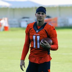Broncos WR River Cracraft, the first one on the field, per the usual.