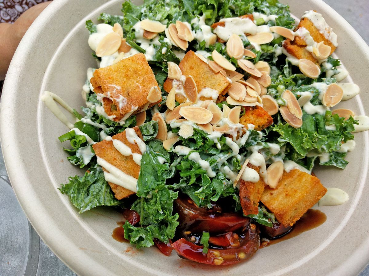 Almond Caesar salad