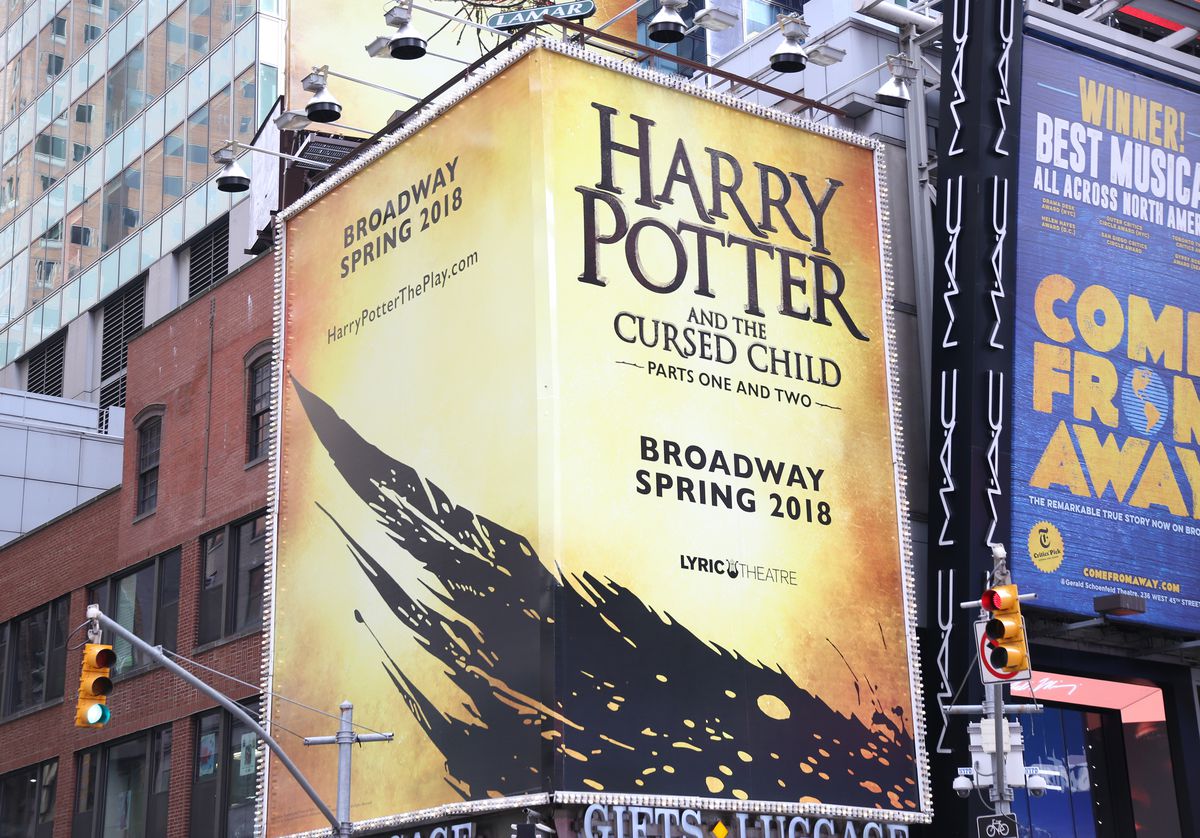 NEW YORK, NY - SEPTEMBER 22:  Times Square Billboard for the new Broadway show 'Harry Potter and the Cursed Child' on September 22, 2017 in Times Square, New York City.  (Photo by Walter McBride/Getty Images)