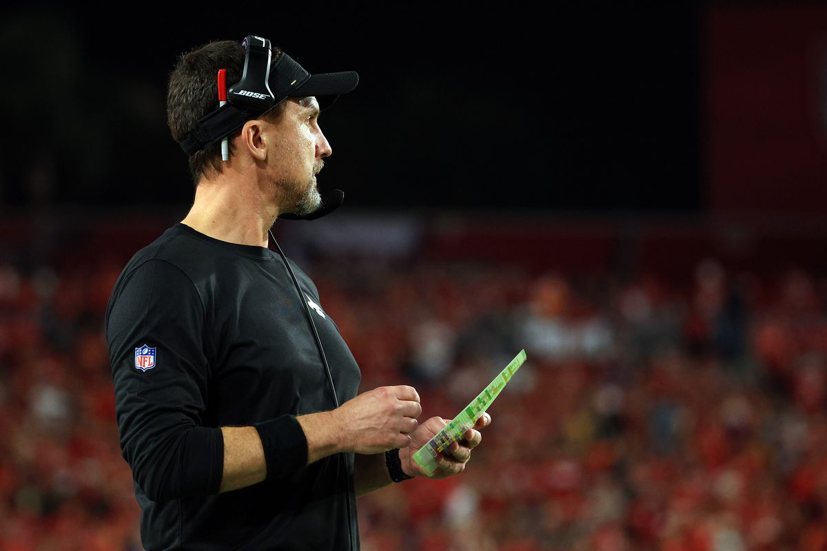 Defensive Coordinator and Interim Head Coach Dennis Allen of the New Orleans Saints watches from the sidelines during the game against the Tampa Bay Buccaneers at Raymond James Stadium on December 19, 2021 in Tampa, Florida.