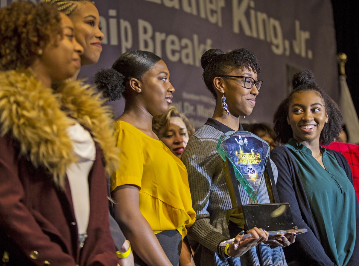 Members of the Hiplet Ballerinas were among those honored at the Rainbow PUSH Coalition’s 29th Annual MLK Scholarship Breakfast on Monday. | James Foster/For the Sun-Times