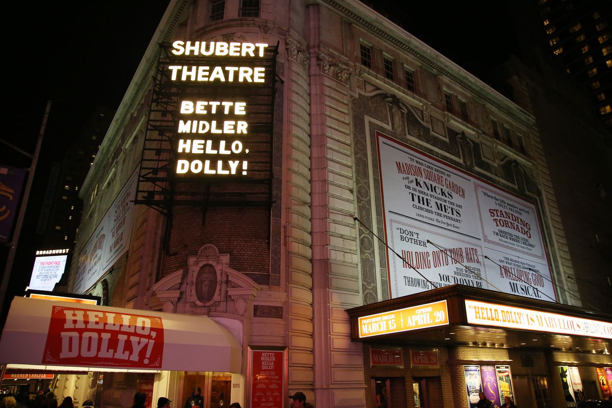 NEW YORK, NY - JANUARY 05:  Theatre Marquee unveiling for the  forthcoming Broadway revival of Michael Stewart and Jerry Herman's 'Hello, Dolly!' starring Bette Midler  at the Shubert Theatre on January 5, 2017 in New York City.  (Photo by Walter McBride/Getty Images)
