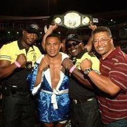 Sargeant Aiveni Taufa, right, with off duty New Jersey state troopers working security at Vai Sikahema's charity boxing match vs. Jose Canseco in Atlantic City.