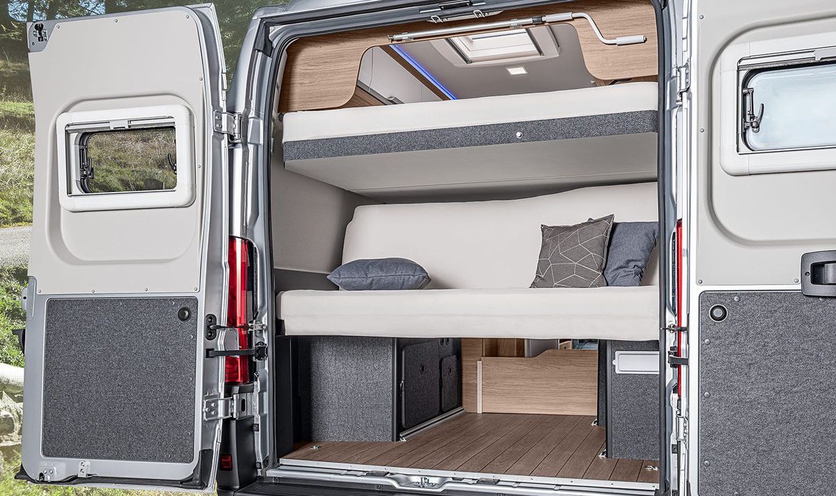 The folding beds in this camper are so versatile and really allow you to create a family home from home