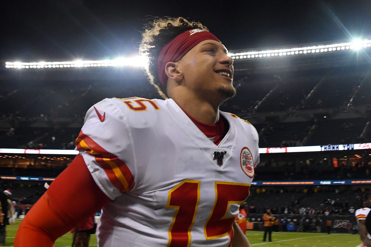 Kansas City Chiefs quarterback Patrick Mahomes reacts after defeating the Chicago Bears at Soldier Field.&nbsp;