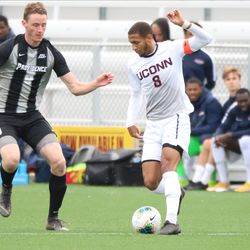 The Providence Friars take on the UConn Huskies in a men’s college soccer game at Dillon Stadium in Hartford, CT on October 8, 2019.