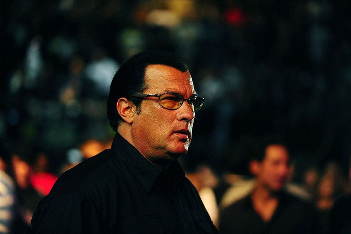 Aug. 7, 2010; Oakland, CA, USA; Movie actor Steven Seagal during the middleweight title bout in UFC 117 at the Oracle Arena. Mandatory Credit: Mark J. Rebilas-US PRESSWIRE