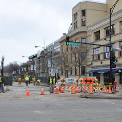 Utility work on Sheffield just north of Addison