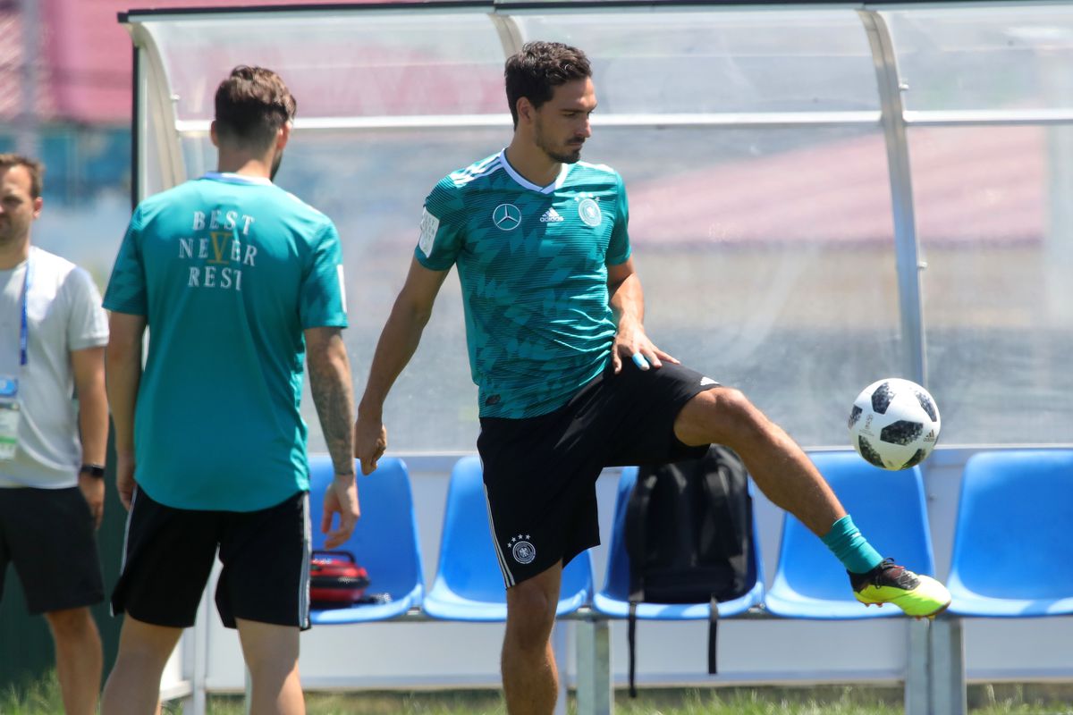 Germany Training & Press Conference
SOCHI, RUSSIA - JUNE 20: Mats Hummels in action during a Germany training session during the 2018 FIFA World Cup at Park Arena Training Ground on June 20, 2018 in Sochi, Russia