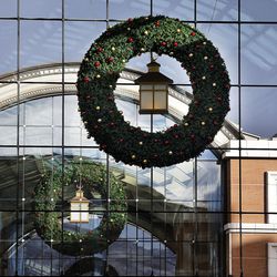 Large wreaths decorate City Creek Center in Salt Lake City on Thursday, Nov. 17, 2016.