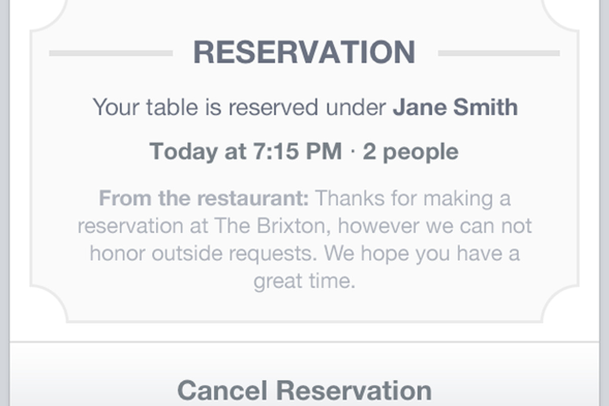 facebook reservation