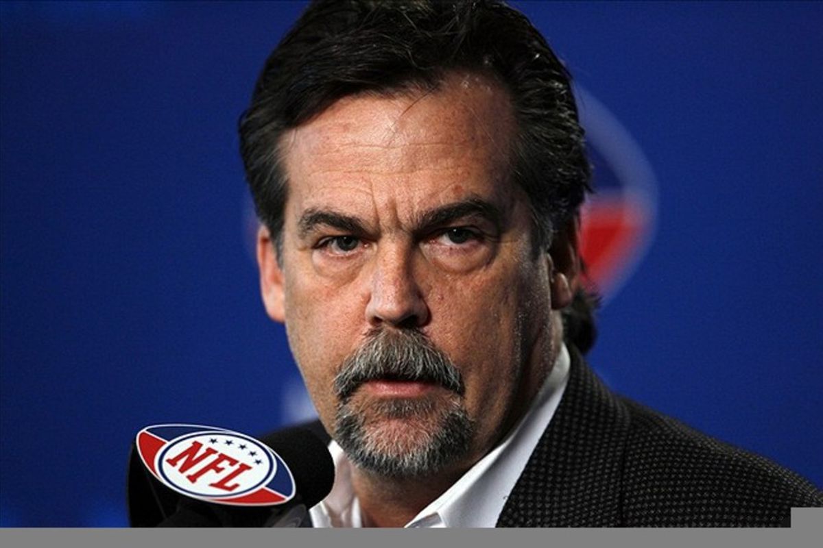 Feb 24, 2012; Indianapolis, IN, USA; St. Louis Rams coach Jeff Fisher speaks at a press conference during the NFL Combine at Lucas Oil Stadium. Mandatory Credit: Brian Spurlock-US PRESSWIRE