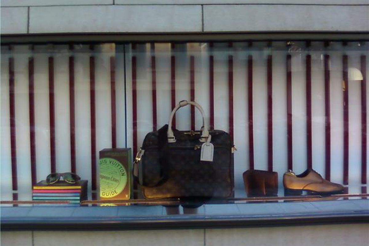 Men's ephemera in the window at Louis Vuitton on Rodeo Drive