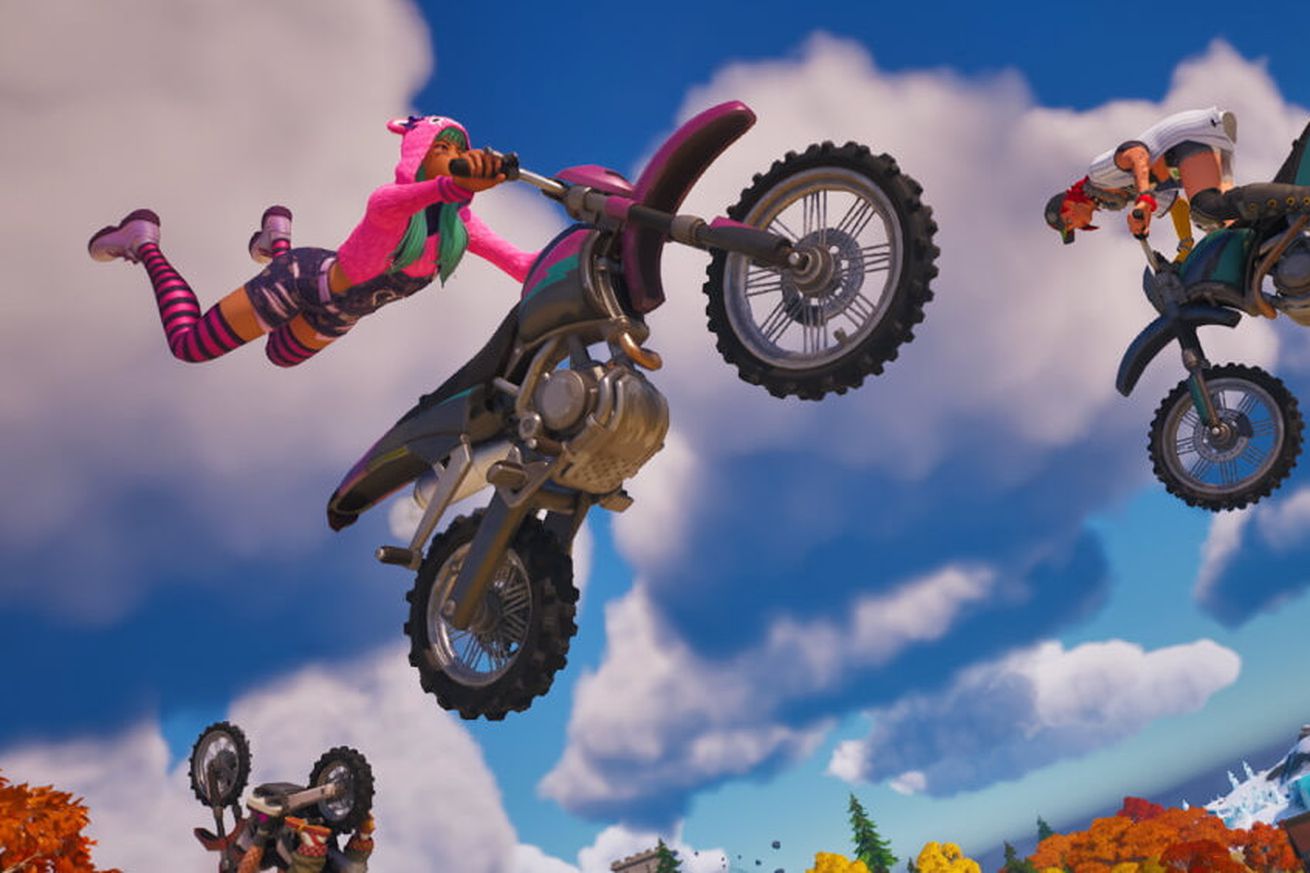 Fortnite characters on motorcycles.