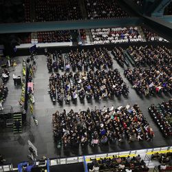 Funeral services for West Valley police officer Cody Brotherson at the Maverik Center on Monday, Nov. 14, 2016.