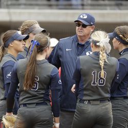 FILE: BYU head softball coach Gordon Eakin announced the promotion of Pete Meredith to associate head softball coach Wednesday.