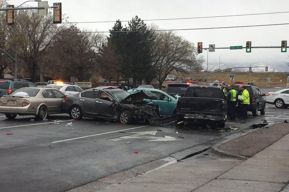 An eight-car accident at 4700 South and 2200 West left two people severely injured Saturday.